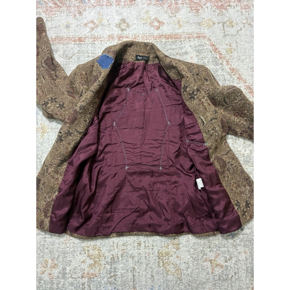 Upcycled Reworked Tweed Blazer Jacket Custom Patchwork Denim Boho Grunge Art - Picture 9 of 10